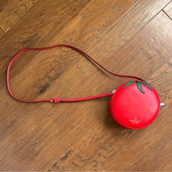 Kate Spade Double Mangia Small  Red Tomato Crossbody Bag Like New - Picture 4 of 9